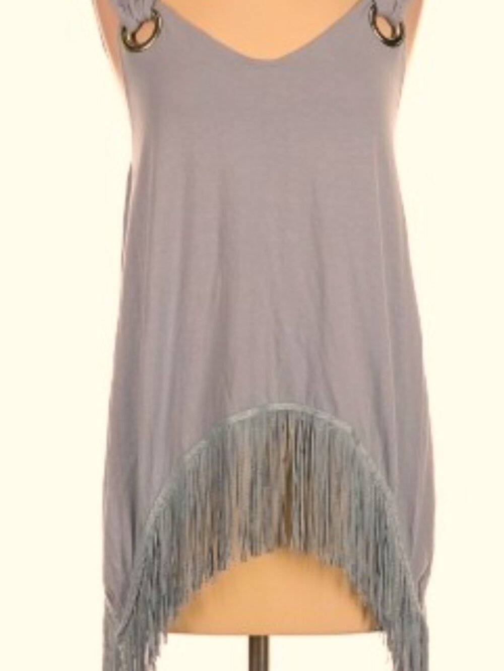 Venus Gray Fringed Hi Low Top - Size Large - Pre-Owned